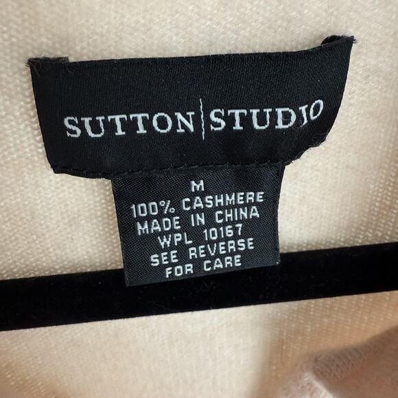 Sutton Studio Cardigan Sweater Womens Medium Pink 100% Cashmere Button Front - Picture 6 of 11